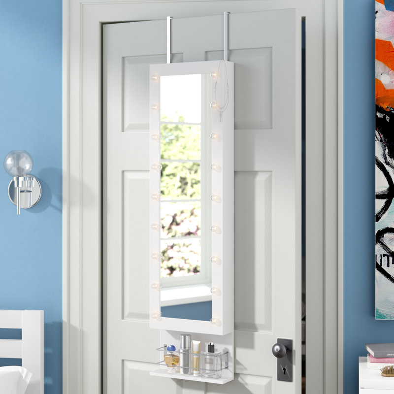 Ebern Designs Charney LED Wall Mounted Jewelry Armoire with Mirror